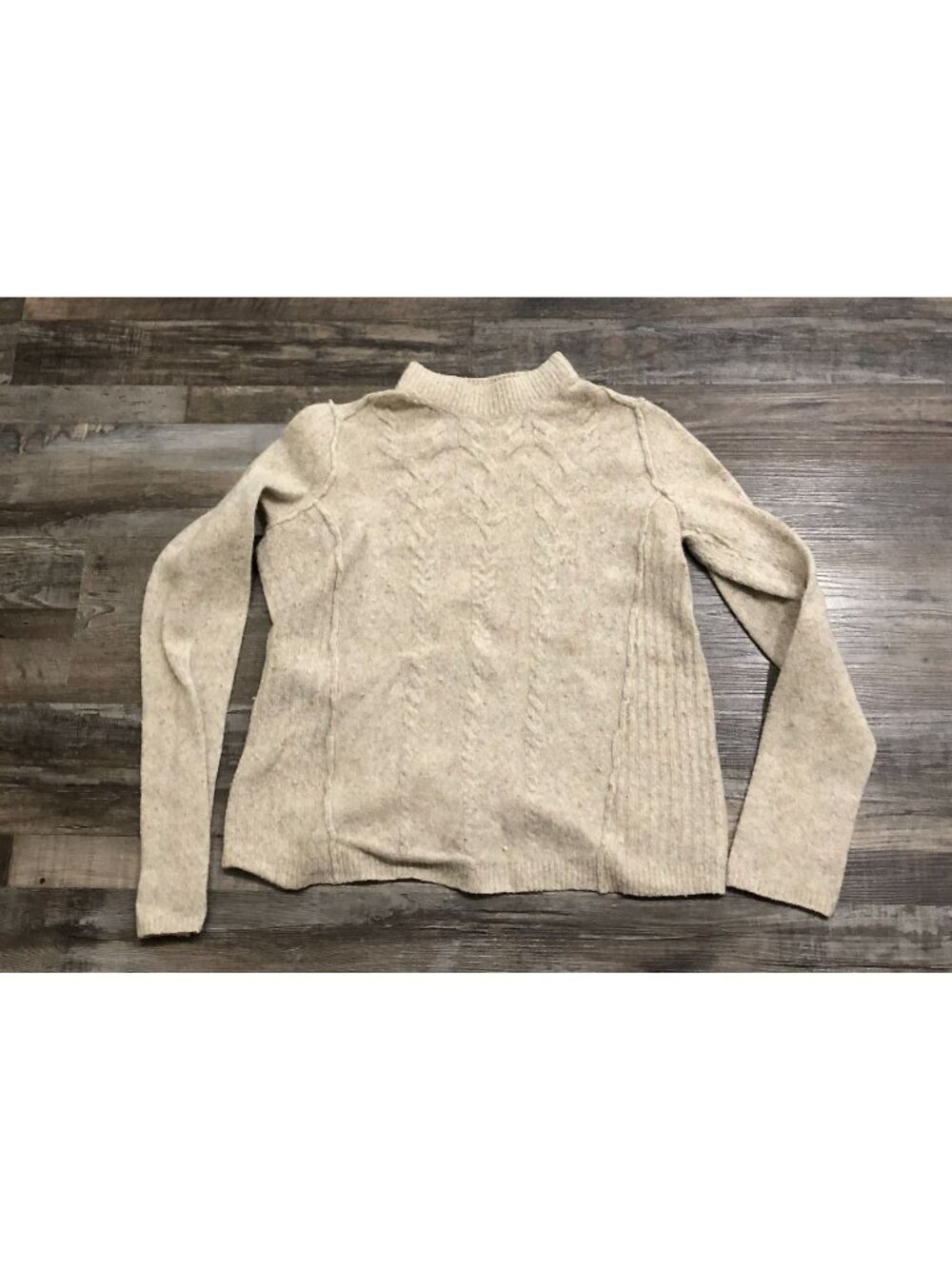 Free People Womens Medium Beige Oatmeal Mock Neck Wool Blend Sweater